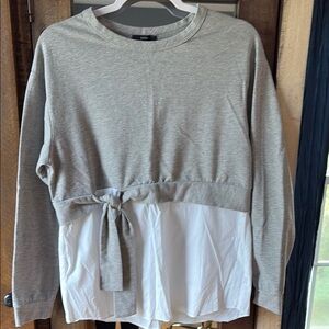 DREW Gray and White Layered Top